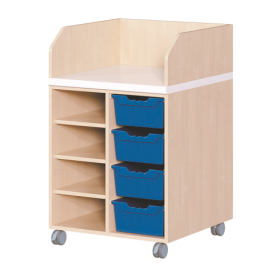 Wickelkommode, zweireihig, fahrbar B/H/T: 70,5x111,5x71,5 cm, Regal links, 4 Boxen rechts-image