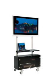 TV Wagen, TV Rack für Fernseher bis 50 Zoll mit Unterschrank und Ablage ScreenCart Serie Design 70, neigbare Halterung-image