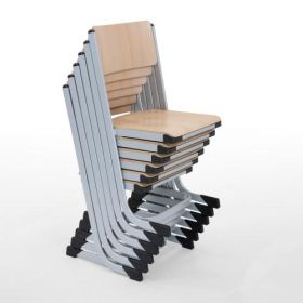 Stapelbarer Schülerstuhl mit Sitzgarnitur aus Buche Sperrholz mit gerundeter Sitzvorderkante Sitzhöhe nach DIN 2 - 30 cm-image