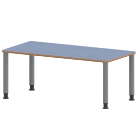 Tisch ZALOTTI mit Linoleum-Belag Rechtecktische, Maße B/T: 120...160x60...80 cm, Höhen 41…76 cm, Stahlrohrbeine Ø 60 mm, Fußvariante: höhenverstellbar-image