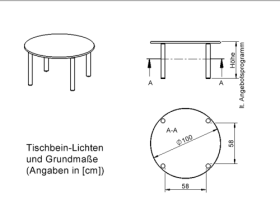 Tisch ZALOTTI mit Schichtstoff-Belag Rundtisch, Durchmesser/H: 100x25 cm, Stahlrohrbeine Ø 60 mm, Fußvariante: Stellfuß, Tischbeine mit RAL-Farbe 9006 (weißaluminium)-image