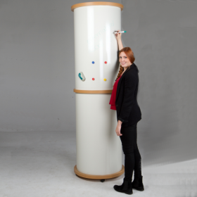 Mobile Litfaßsäule mit Whiteboardoberfläche, Schultafelstahl, weiß Höhe: 190 cm, Durchmesser: 60 cm-image