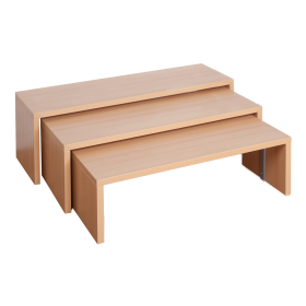 Set aus 3 Sitzbänken mit Stahlunterzügen, untereinander schiebbar B/H/T: 100/92/84x34/30/26x32 cm übereinander stapelbar-image
