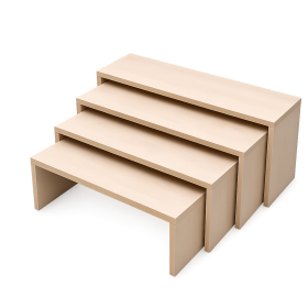 Set aus 4 untereinander schiebbaren Sitzbänken mit stabilen 25-mm-Sitzplatten B/H/T der Bank-Einzelmaße: 105x40x32,5 // 100x35x30,0 // 95x30x27,5 cm // 90x25x25,0 cm-image