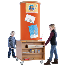 Mobile Litfaßsäule mit 2 Regalen und hochwertigem Stoffbezug, Serie KLS-2RS B/H/T: 77x190x77 cm, Stofffarbe wählbar-image