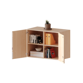 Aufsatzschrank, 2 Ordnerhöhen - Serie evo180 Gesamthöhe 72 cm, 2 Türen, abschließbar, mit Mittelwand-image