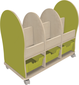 Bücherwagen Leseratte Midi H/T: 86x55 cm, farbige gerundete Seiten, Fächer und ErgoTray-Kästen-image