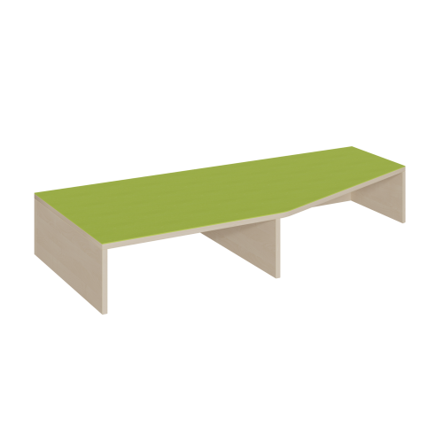 Podest mit Linoleum-Deckplatte, für Tiefenübergang rechts abgeschrägt B/H/T: 150x24x70/40 cm, links Nische für 66 cm tiefen Rollkasten-image