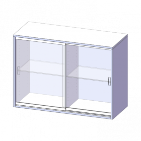 Aufsatz mit Glasschiebetüren, 2 Ordnerhöhen - Serie evo180 Gesamthöhe 72 cm, 2 Schiebetüren, abschließbar, mit Mittelwand-image