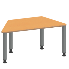 Tisch ZALOTTI mit Linoleum-Belag Trapeztisch, B/H/T: 120x41x60 cm, Stahlrohrbeine Ø 60 mm, Fußvariante: höhenverstellbar (41/55 cm), Tischbeine mit RAL-Farbe 9006 (weißaluminium)-image