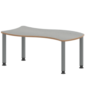 Tisch ZALOTTI mit Linoleum-Belag Wellen-Rechtecktisch, B/H/T: 120x41x60 cm, Stahlrohrbeine Ø 60 mm, Fußvariante: höhenverstellbar, Tischbeine mit RAL-Farbe 9006 (weißaluminium)-image