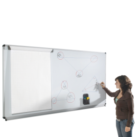 Whiteboard aus Stahlemaille, Serie E, weiß Whiteboard wahlweise mit Ablage-image