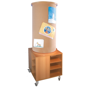 Mobile Kork-Litfaßsäule mit Unterschrank Höhe: 185 cm, Durchmesser: 60 cm-image