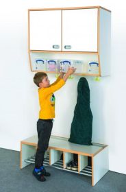 Hängeschrank als Ablage mit Boxen B/H/T: 80x80x40 cm, 2türiger Schrank, darunter 4 Aufbewahrungsboxen, 4 Garderobenhaken-image