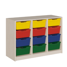 Regal mit ErgoTray-Boxen in Korpusbauweise T: 40 cm, in 3 verschiedenen Breiten und 2 Höhen für hohe ErgoTray-Boxen übereinander-image