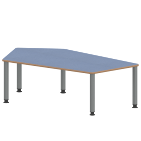 Tisch ZALOTTI mit Linoleum-Belag Fünfecktisch-groß, Stellfläche B/T: 185x104 cm, Höhen 41…76 cm, Stahlrohrbeine Ø 60 mm, Fußvariante: höhenverstellbar-image