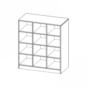 Taschenregal, 3 Ordnerhöhen - Serie evo180 B/H/T: 104,5x118x40 cm, 12 halbhohe Fächer, mit Sockel (81 mm)-image