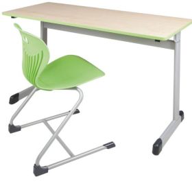 Zweier-Schülertisch 130x55 cm Modell T, Tischplatte Melamin mit ABS- Kante Tischhöhe: 53 cm-image