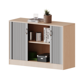 Schrank mit Rollo, 2 Ordnerhöhen - Serie evo180 Gesamthöhe 82 cm, Querrollladen, abschließbar, mit Sockel (81 mm)-image