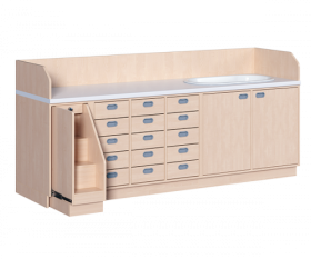 Wickelkommode, vierreihig zuzüglich Badewanne B/H: 249x113 cm, Ausziehbarer Aufstieg, 15 Schübe und Badewanne-image