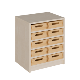 Korpus-Regal mit flachen Materialkästen B/H/T: 52x60x40 cm mit 10 Massivholz-Kästen-image