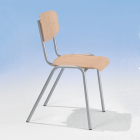 Stapelstuhl mit Vierfuß Rundrohrgestell Stapelstuhl mit geteilter Buche Multiplex Sitz und Rückenfläche-image