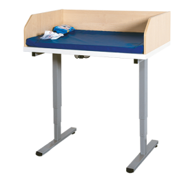 Wickeltisch elektrisch höhenverstellbar mit Stahlgestell, B/H: 107x64-129 cm, Stahlgestell mit RAL-Farbe 9006 (weißaluminium)-image