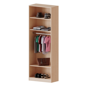 Garderobenregal,  6 Ordnerhöhen - Serie evo180 Gesamthöhe 226 cm, mit Garderobenstange, mit Sockel (81 mm)-image