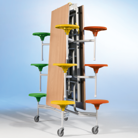 Spaceflex 2.0 Klapptisch mit integrierten Stühlen, rechteckig, Schichtstoffplatte 12 Sitze Farbe Gelb, Sitzhöhe 41 cm-image