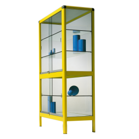 Aluminiumvitrine V17GG mit 3 verstellbaren Dickglasböden B/H/T: wählbar, 180x50 cm,-image