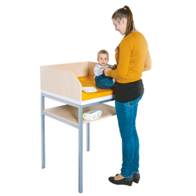 Wickeltisch mit Ablage mit Stahlgestell, B/H/T: 70,5x113x71,5 cm, aus feuerhemmendem Material - Dekor Birke-image