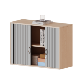 Aufsatzschrank mit Rollo, 2 Ordnerhöhen - Serie evo180 Gesamthöhe 72 cm, Querrollladen, abschließbar-image