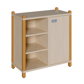 Stollen-Schrank mit einseitiger Tür und 3 offenen Fächern H/T: 80x40 cm, Tür und offene Fächer wahlweise links oder rechts, in 2 Schrankbreiten-image
