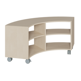 Korpus-Regal auf 1/4-Kreis-Grundriß, beidseitig offen Bogenregal auf 90°, B/H/T: 140x62.5x57 cm, mit 4 Zwischenböden (ohne Rückwand)-image