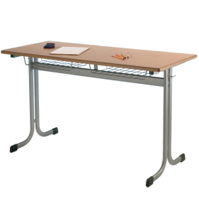 Zweier-Schülertisch 130x65 cm MT60Z-V, mit Vollkern Tischplatte "Powersurf" Lieferbare Tischhöhen, Ral- Farben und Dekore und zusätzliche Ablage wählbar-image