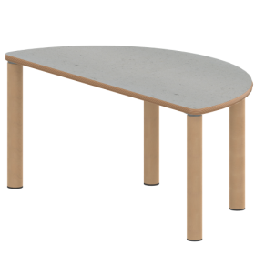 Tisch ZALOTTI mit Linoleum-Belag Halbrundtisch, B/H/T: 120x25x60 cm, Massivholzbeine Ø 60 mm, Fußvariante: Stellfuß-image