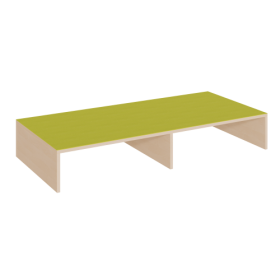 Rechteck-Podest mit offener Längsseite, Linoleum-Deckplatte B/H/T: 150x24x70 cm, mit Mittelwand für 2 Rollkästen-image