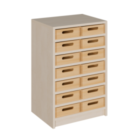 Korpus-Regal mit flachen Materialkästen Regale in 3 verschiedenen Breiten und 2 Höhen in Korpustiefe 40 cm, flache Massivholz-Kästen in entsprechender Anzahl-image