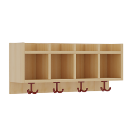 einfache Garderobenablage B/H/T: 80x34,5x20 cm, 4 Fächer, darunter 3fach-Haken, oben offene Unterteilungen-image