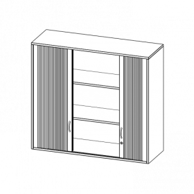 Aufsatzschrank mit Rollo, 3 Ordnerhöhen - Serie evo180 B/H/T: 120x108x40 cm, Querrollladen, abschließbar-image