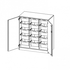 ErgoTray Schrank, dreireihig, 3 Ordnerhöhen - evo180 Serie B/H/T: 104,5x118x50 cm, zweitürig, mit Sockel (81 mm), mit 15 hohen ErgoTray Boxen-image
