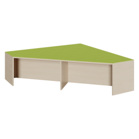 Eckpodest mit Linoleum-Deckplatte B/T: 150x150 cm, Höhe wählbar, in langer Schräge 2 offene Nischen für Rollkästen-image