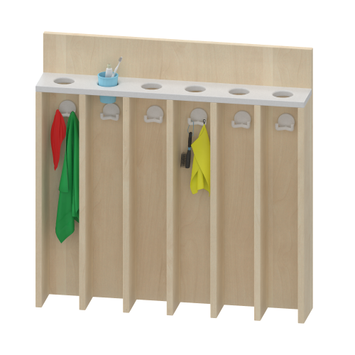 Waschraumboard mit Becherleiste und Handtuchfächern Maße B/H/T: 79,3x80x14 cm, für 6 Plätze-image