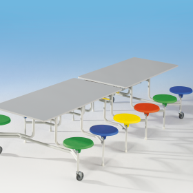 Spaceflex 2.0 Klapptisch mit integrierten Stühlen, rechteckig, melaminharzbeschichteter Spanplatte 12 Sitze Farbe Gelb, Sitzhöhe 41 cm-image