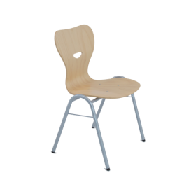 Vierbeinstuhl mit Sperrholz- Sitzschale, Sitzhöhe nach DIN Stapelbarer Vierbeinstuhl mit  Stahlrohrgestell und ergonomisch geformter Sperrholz- Sitzschale mit Griffloch-image