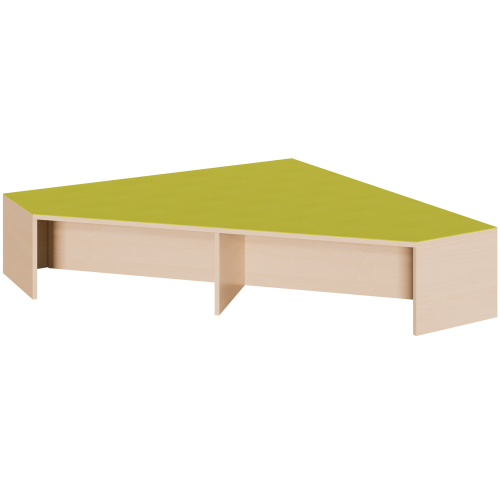 Eckpodest mit Linoleum-Deckplatte B/T: 150x150 cm, Höhe wählbar, in langer Schräge 2 offene Nischen für Rollkästen-image
