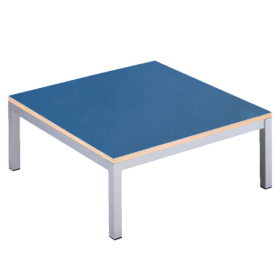 Riesenpodest mit Stahlgestell und Linoleum-Deckplatte H/T: 40x99,5 cm, Podestplatte mit Stahlgestell, Breite wählbar, Tischbeine mit RAL-Farbe 9006 (weißaluminium)-image