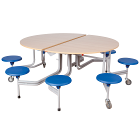 Spaceflex 2.0 Klapptisch mit integrierten Stühlen, rund, Vollkernplatte "PowerSurf" B/H/T: 153x69x136 cm, 8 Sitze Farbe Gelb, Tischplattenfarbe wählbar, Sitzhöhe 38 cm-image