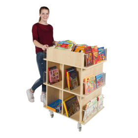 Präsentationswagen für Bücher, mit 18 Fächern B/H/T: 73x105x60 cm, mit Acrylblenden-image