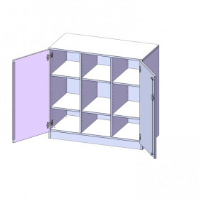 Schrank, dreireihig, 2 Ordnerhöhen - evo180 Serie B/H/T: 104,5x100x50 cm (2,5 Ordnerhöhen!), zweitürig, mit Sockel (81 mm), ohne Boxen-image